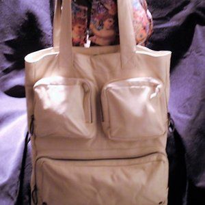 White Leather Shoulder Bag Purse Boho Mod Chic Weekender Bag